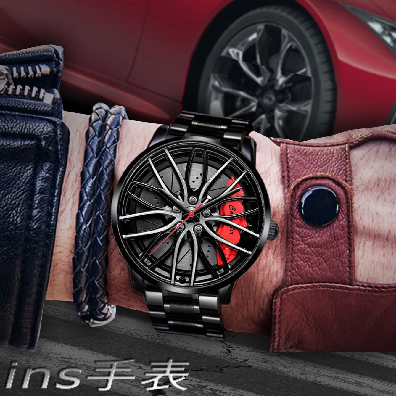Fashion Luminous Watch Men's Hollowed Out Car Wheel Hub Business Waterproof Quartz Luxury Clock Wristwatch Sports High Quality 3