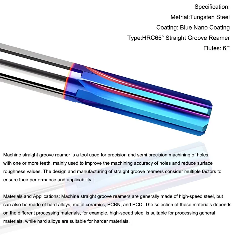 SHAZAM 3.0mm-20.0mm Tungsten Steel Machine Reamer HRC65 Carbide Blue Nano Coating Straight Shank H7 High-Precision Reamer Tools 6