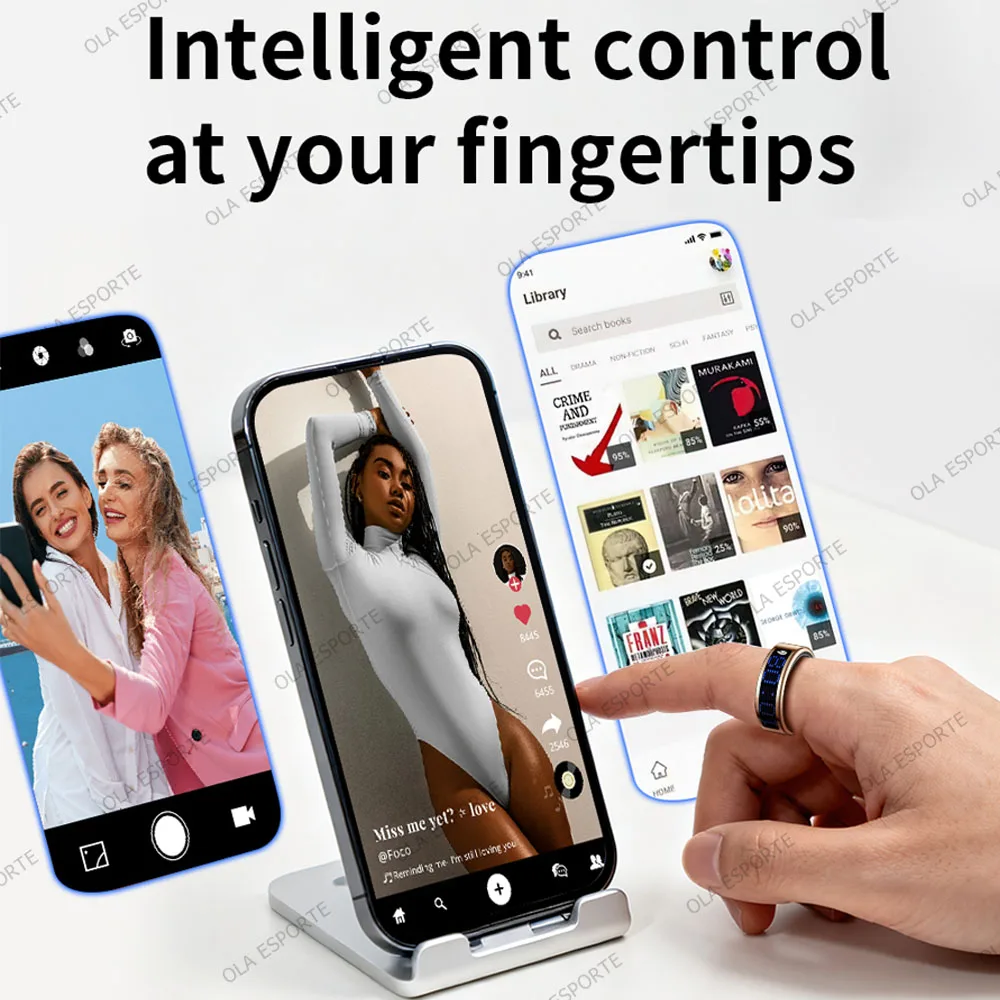 2026 Smart Ring with Touch Display Screen, Wireless Charging, Health Manager, 5 ATM Waterproof For Men Women Smart Rings R12 R08 - 5