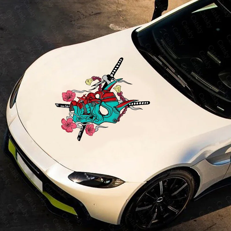Samurai Mask Japan Car Decal Side Graphic Vinyl Decal Modificato Racing Car Print Decoration Ita Cars Decal Sticker