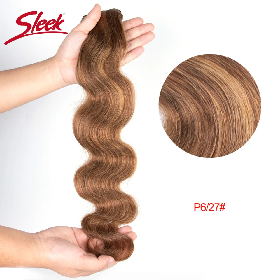 Sleek Brazilian Blond P4/27 P6/27 Body Wave Human Hair Weave Bundles Natural Remy Brown P6/30 P1B/30 Colored Hair 3