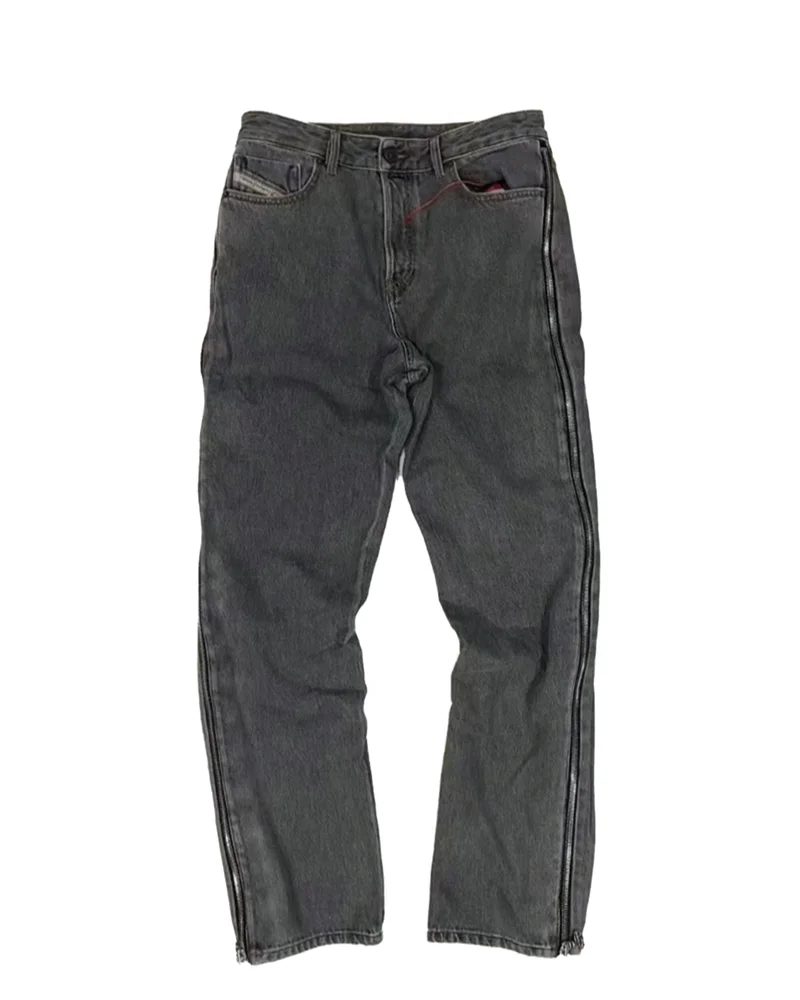 ワイドレッグ ストレートパンツ ジッパーデザイン クール S79da0f19784b4ac184b6f836b612b
