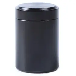 Compact Round Aluminum Storage Container for Loose Tea, Sugar, Coffee, Candy & More (Black)