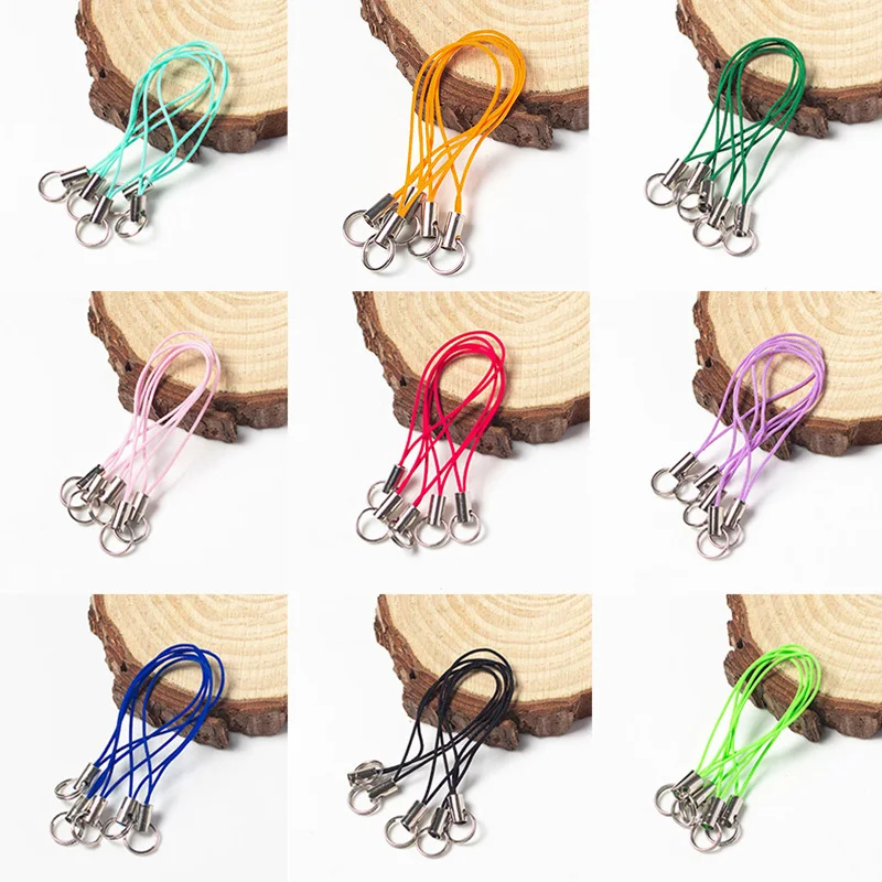 50Pcs Polyester Lanyard Clasp Phone Hanging Pendant Rope Braided Keychains Key Rings Holder Strap DIY Jewelry Making Cords