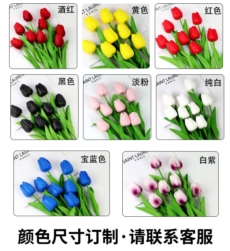 Artificial Flowers 1PC 34cm PU Tulip Real Touch Bouquet for Christmas Halloween Wedding Home Party Decoration
