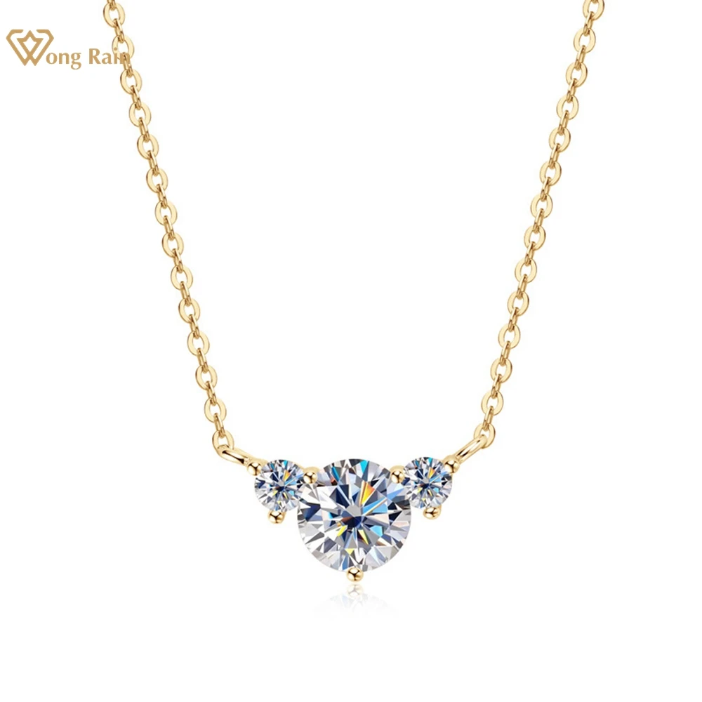 

Wong Rain 18K Gold Plated 925 Sterling Silver VVS1 3EX D 3-6.5MM Round Cut Real Moissanite Diamonds Pendant Necklace Jewelry GRA