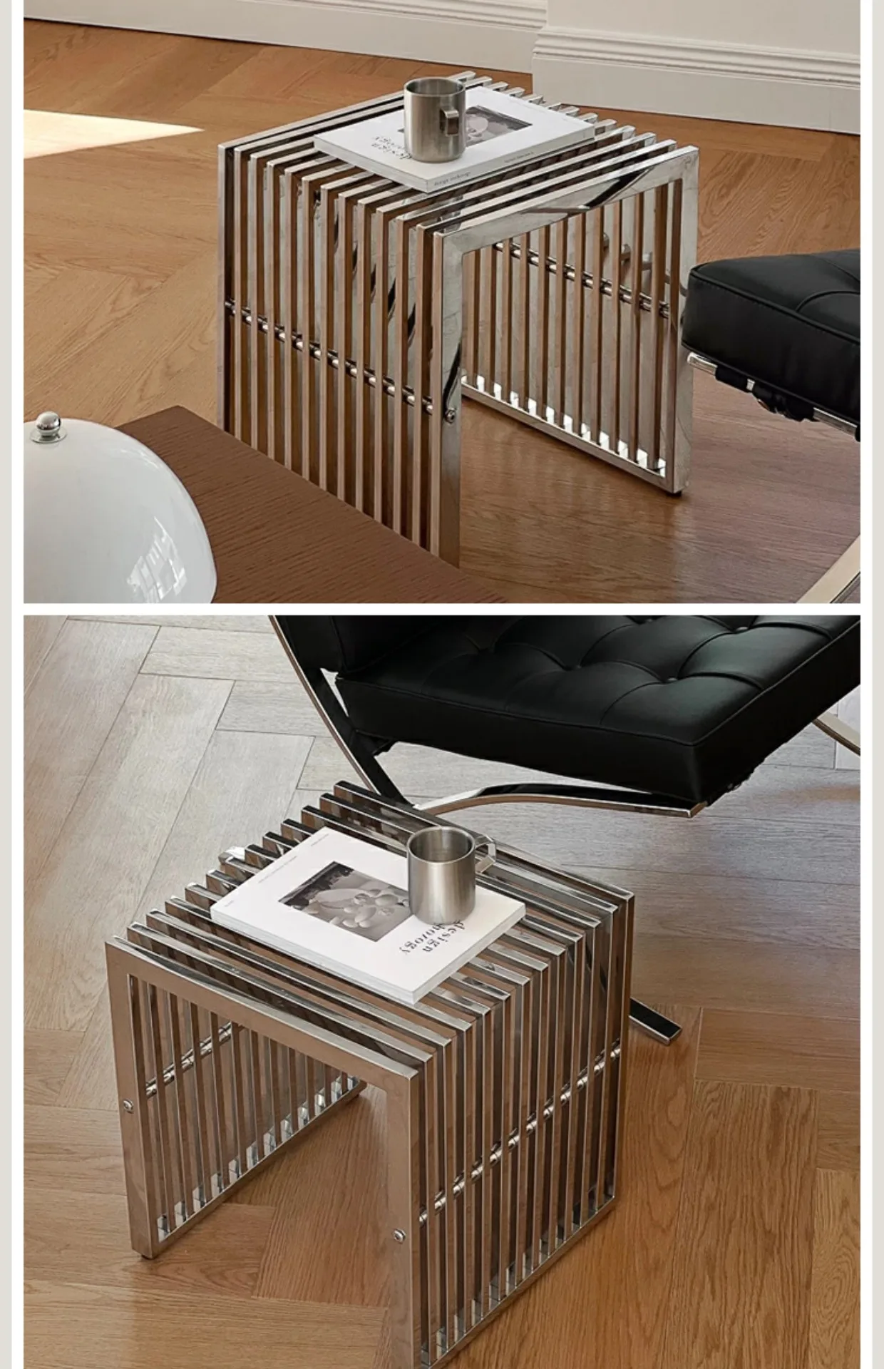 Modern Simple Stainless Steel Side Table Baohaus Medieval Living Room Metal Coffee Table Cafe Small Long Table