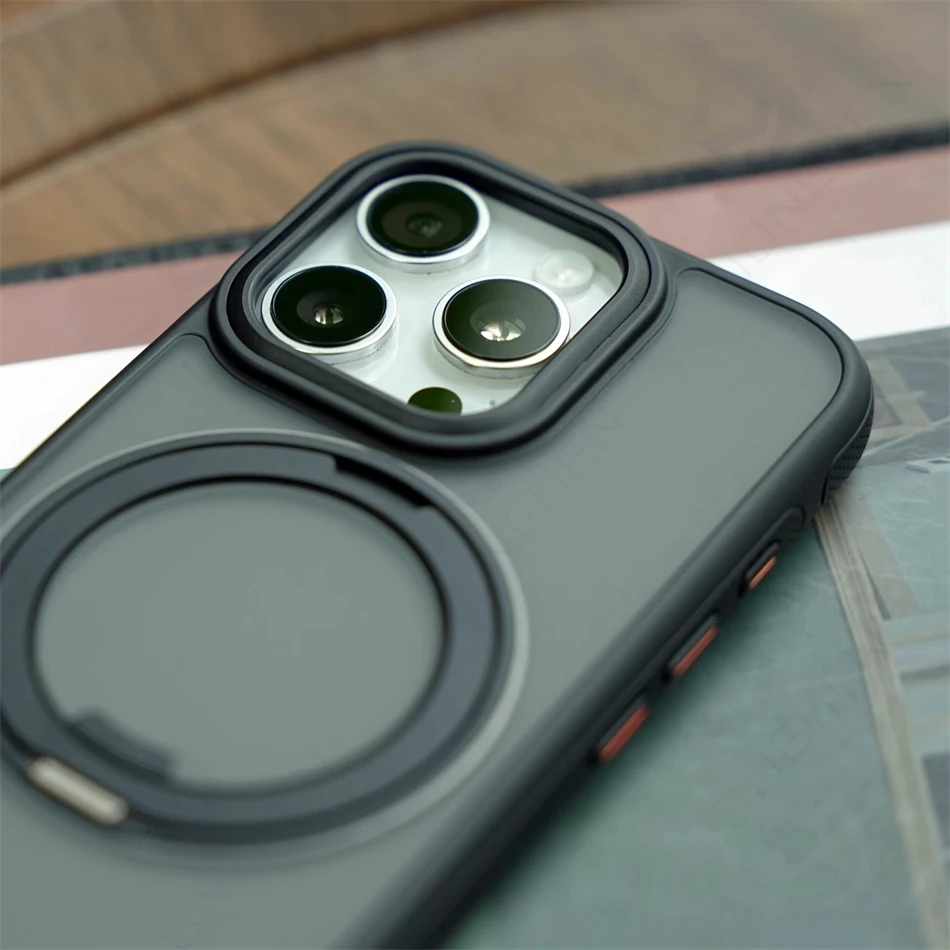 Magnetic 360° Rotation Ring Stand Case - Matte Military Shockproof Armor Cover