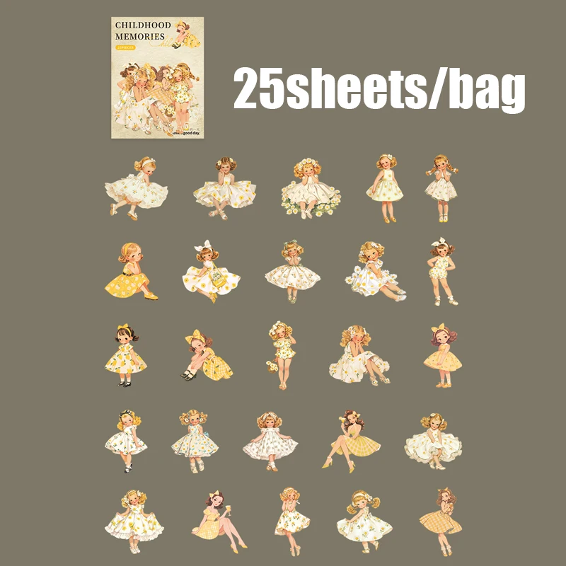 30 Sheets Vintage Cute Character Stickers for Handmade DIY Scrapbooking Guitar Phone Case Notebook Decoration Art Craft