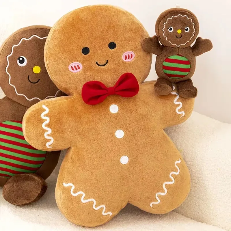 Gingerbread Man Plush Toy Christmas Tree Ornament Kids Birthday Gift Xmas Stocking Stuffer Soft Stuffed Animal Doll Home Decor
