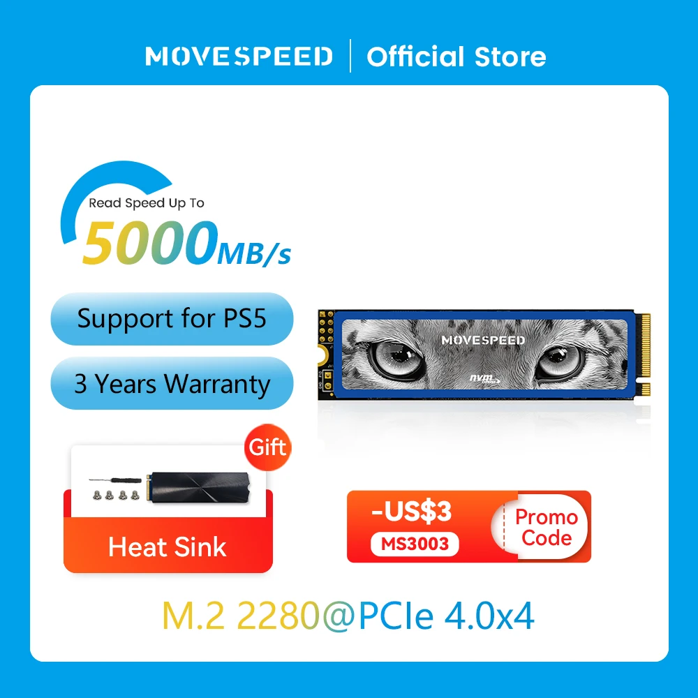 MOVESPEED SSD NVMe M2 1 2 5000Mbs 