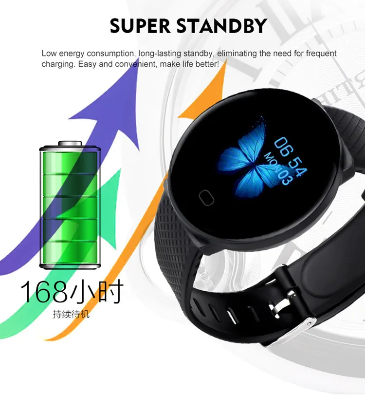 D19 Color Screen Smart Watch Heart Rate Blood Pressure Call Information With Bluetooth Connection Mobile Phone Men Women Watches