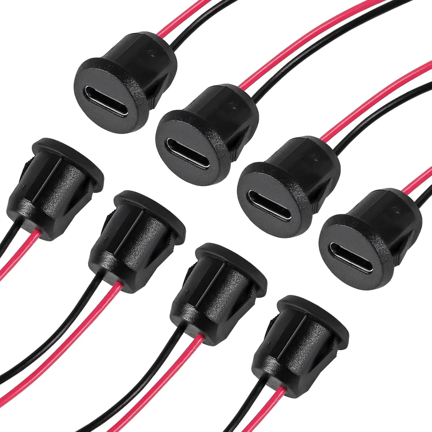 8 pièces 10cm 24AWG USB 2pin noir type-c femelle châssis C connecteur Jack femelle Port de charge étanche avec boucle de carte 3A haute