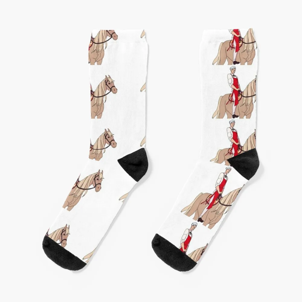 Colonel Sanders Riding Horse Anime Drawing Socks Stockings Compression Christmas Stocking