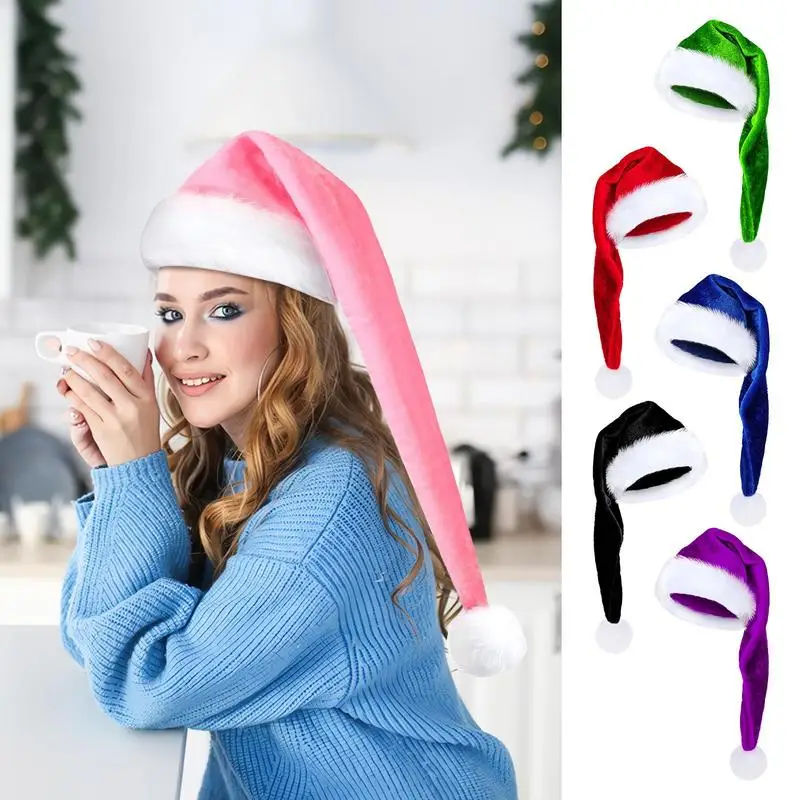 Large Santa Hat Soft Christmas Plush Hats Unisex Adults Cosplay Costume Christmas Hat For New Year Holiday