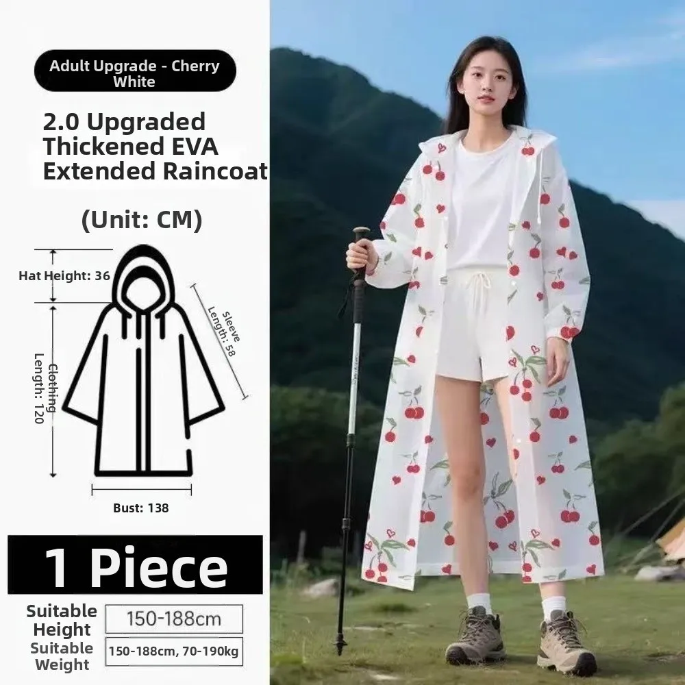 포장 가능한 EVA 레인 판초 후드형 경량 레인코트 두꺼운 방풍 전신 레인코트 야외 하이킹용