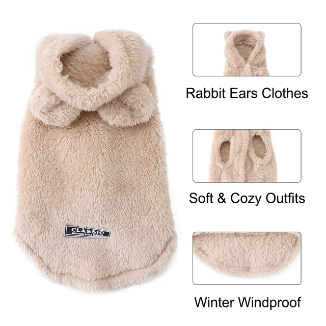 Dog Clothes For Small Medium Dogs Cats Autumn Winter Warm Dog Hooded Clothing Soft Kitten Vest Coat Yorkshire Jacket Pet Outfits 3