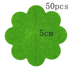 50-Pack Green Non-Woven Fabric Flower-Shaped Plant Pot Pads - Breathable, Anti-Corrosion Soil Mats (G1669A)