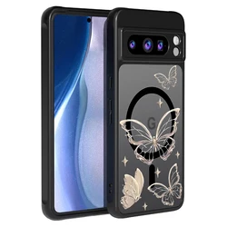 Golden Butterfly Matte Magnetic Phone Cover with Magsafe Wireless Charging Capability - Google Pixel 7 Pro (A799)