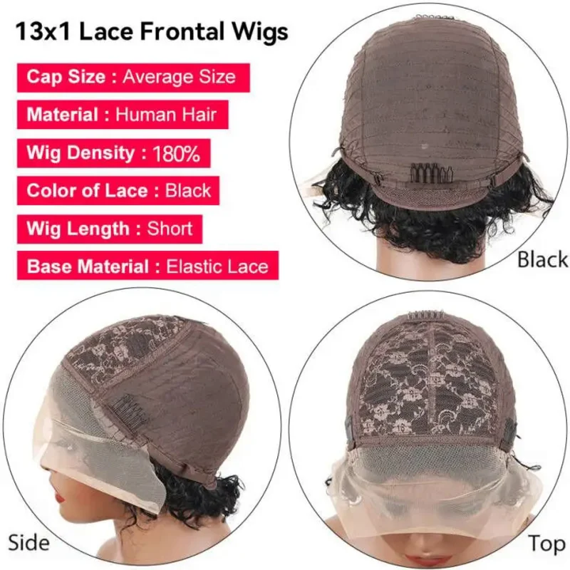 Short Curly Pixie Cut Wig Human Hair Lace Front 13x1 Transparent Lace Frontal Wig Honey Blonde Deep Water curly Human Hair
