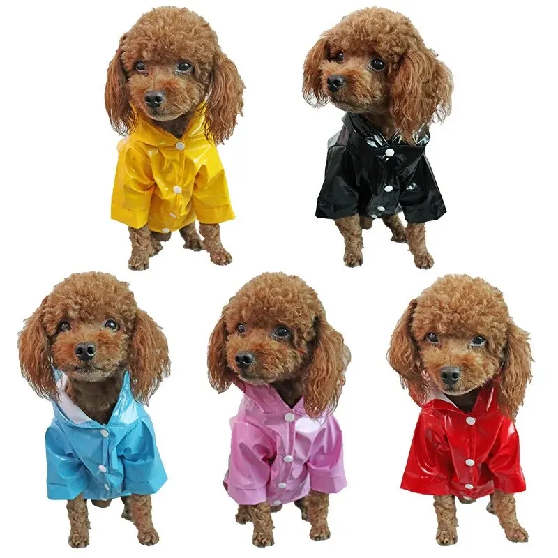 Pet Clothes 1 PCs Pet Pu Raincoat Dog Raincoat Teddy Bichon Corgi Small Medium Dog Reflective Waterproof Snow Proof Puppy Clothes