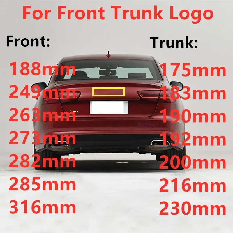 Car Emblem 4 Ring ABS Car Hood Front Bonnet Grill Rear Trunk Logo Badge Sticker Decal For Audi A3 A4 A5 A6 A7 Q2 Q3 Q5 Q8 TT