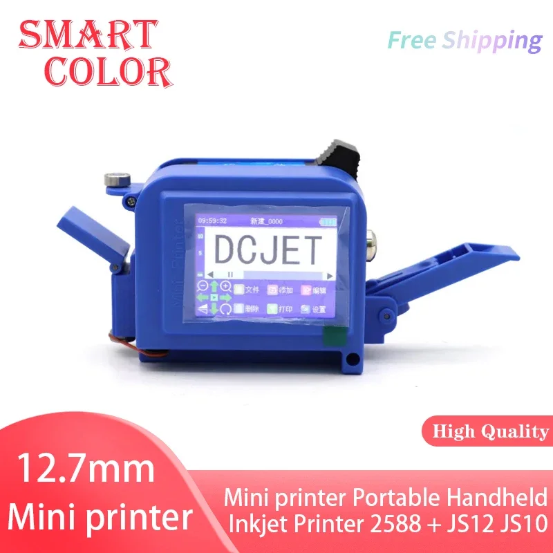 

Mini printer Portable Handheld Inkjet Printer Production Date Barcode Label Coding Machine Batch Number 12.7mm 2588 + JS12M JS10