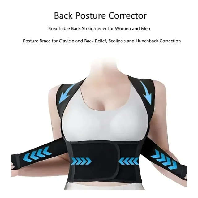 Posture Back Brace Adjustable Back Support Strap to Men and Women Prevent Spinal Distortion and Hunchback Suitable for Exercise 3