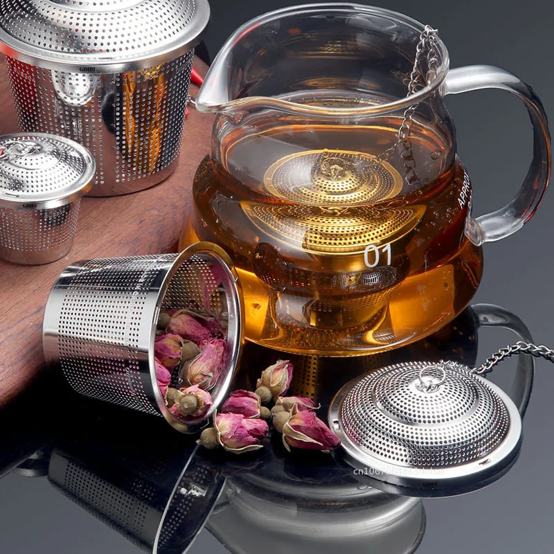 304 Stainless Steel Tea Infusers with Chain Herbal Tea Leaves Spice Locking Mesh Ball Strainer Filter Kitchen Accessories