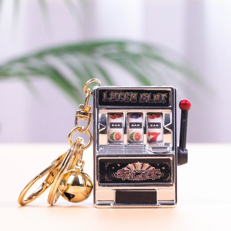 Lucky Jackpot Mini Fruit Slot Machine arcade Birthday Keychain Gift Educational Toy Coin Operated Games Gambling Machine 1pc