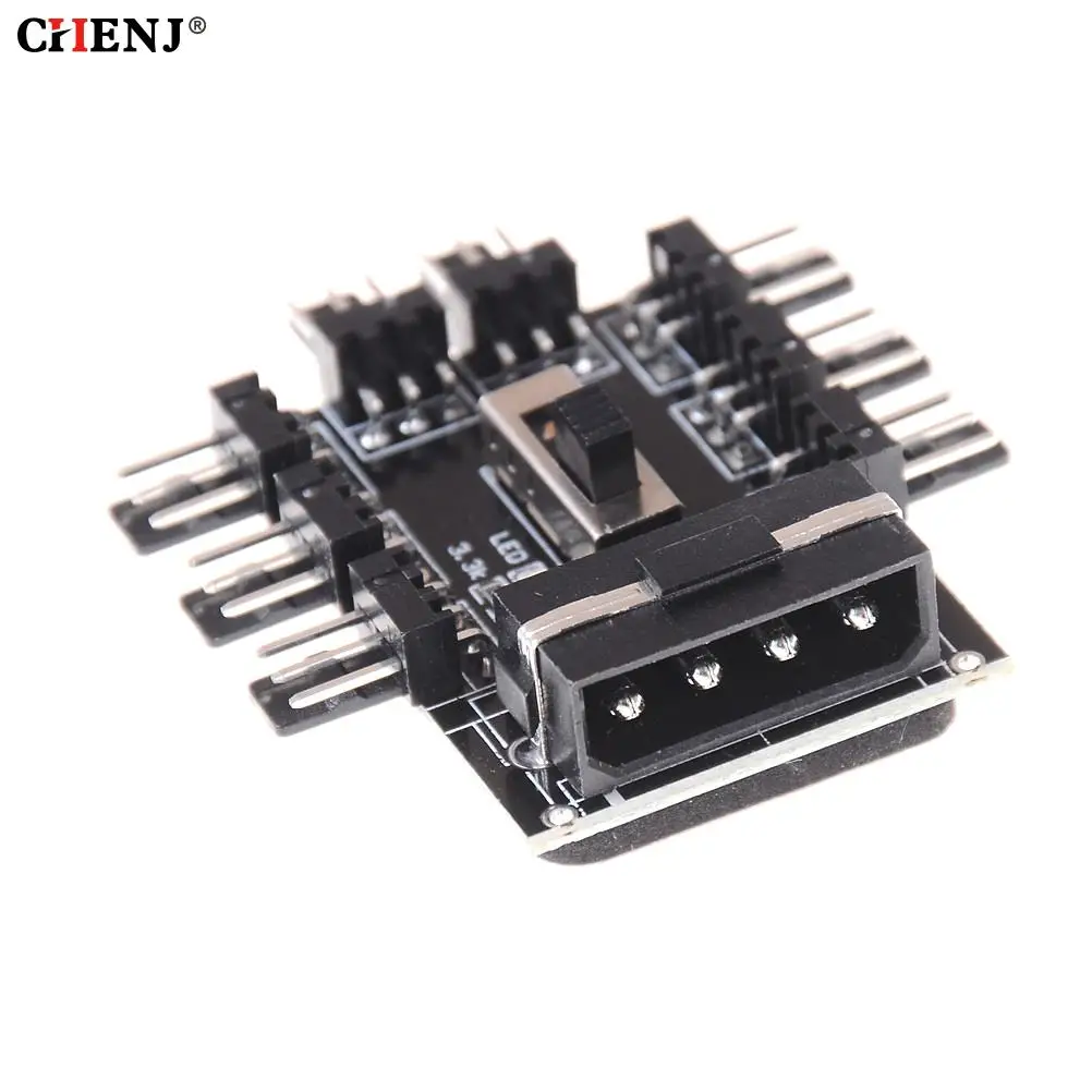 Splitter Cooling Fan Hub para Computador pc a Way 3pin 12v Tomada Adaptador Pcb Nível de Controle de Velocidade Ide Molex