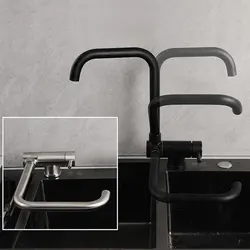 Robinet de cuisine pliant pour fenêtre intérieure, robinet d'eau chaude et froide, robinet d'évier rotatif, centre commercial