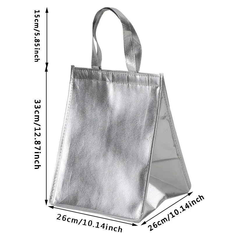 1Pc Silver Thermal Insulated Lunch Bag – Large Square Foil Cooler Tote for Cake, Sandwi... - SKU TILB1544 - UGI Packaging