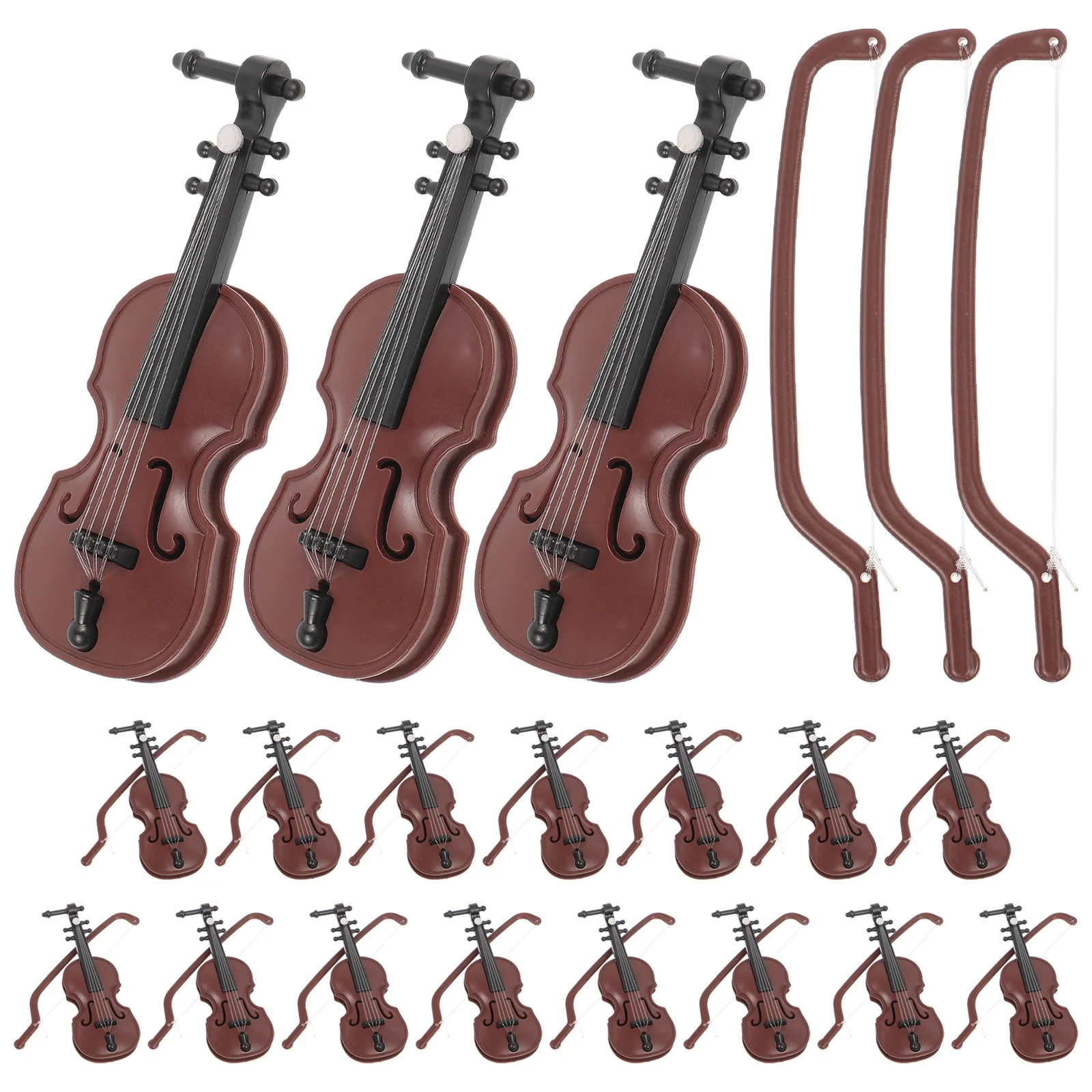 

15/20pcs Mini Violin Models Toys Miniature Wooden Musical Instruments Collection Dollhouse Furniture Decoration