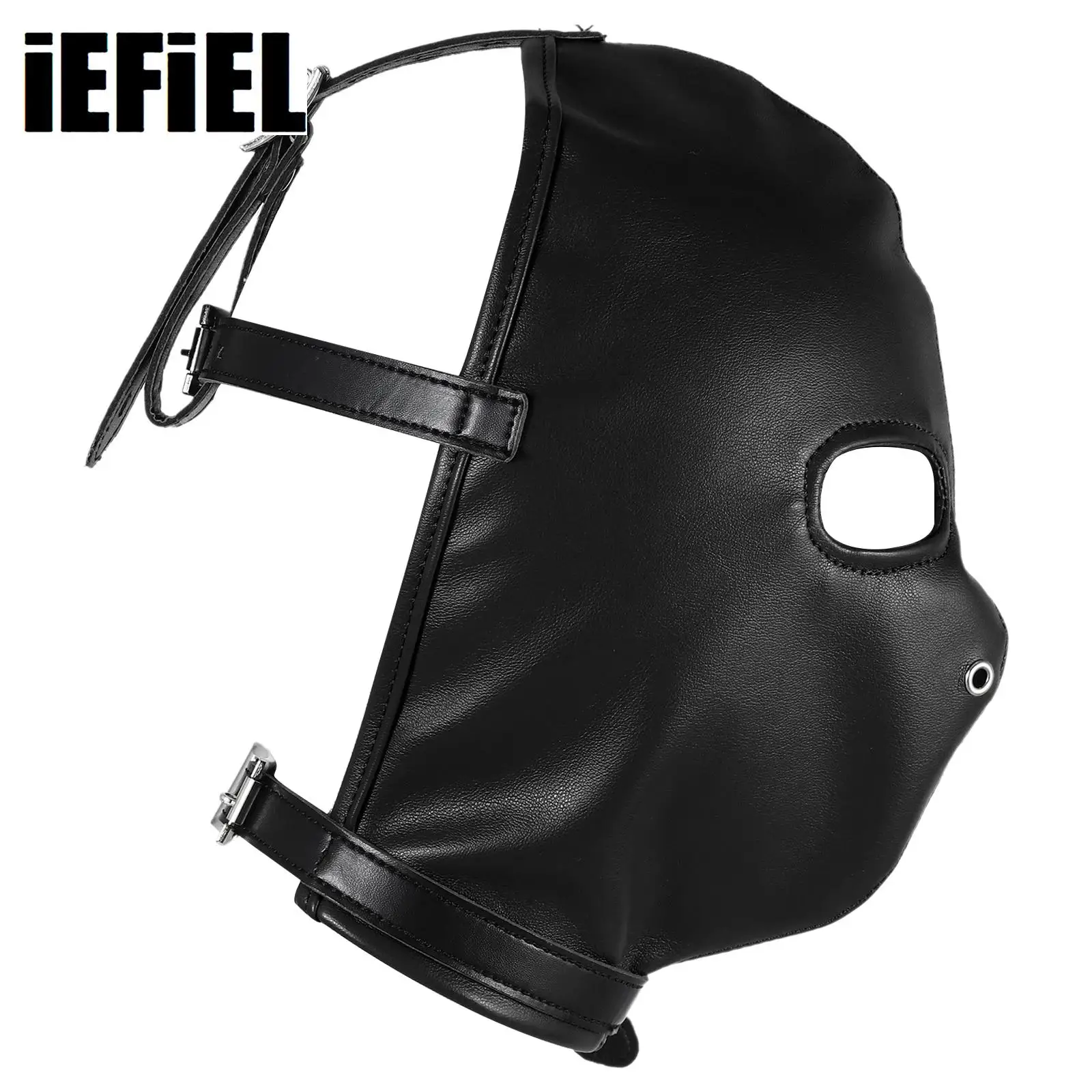 Maschera in Pelle Integrale per Uomo e Donna, Accessorio per Feste e Cosplay, Cappuccio con Doppia Cerniera, Maschera per Halloween e Giochi di Ruolo - immagine 2