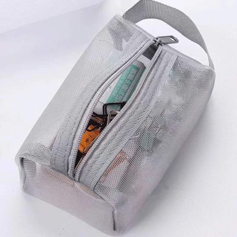 3Colors Large Capacity Square Mesh Zipper Pouch Cosmetic Storage Bags Travel Beach Toiletry Makeup Sundries Bath Wash Organizer
