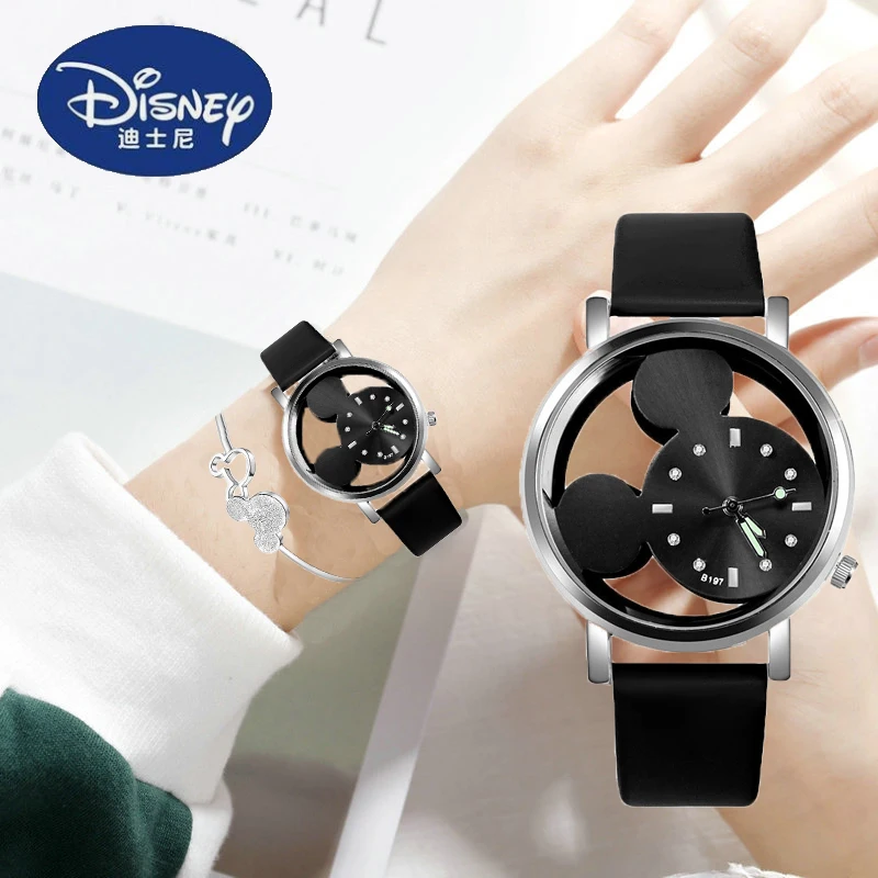 New Disney Anime Mickey Mouse Watch Kawaii Minnie Children Watch Bracciale Cartoon Hollow Out Orologio Da Polso Giocattolo Per Bambini Regali