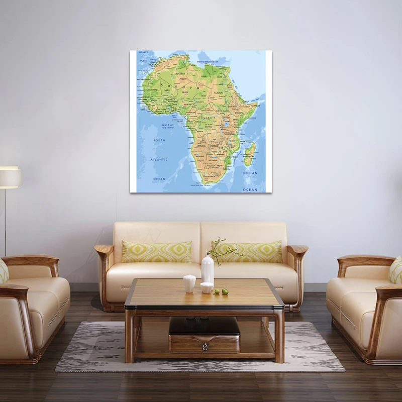 Topographic Map of Africa 90*90cm Wall Art Map Poster Canvas Painting Office Decoration School Supplies