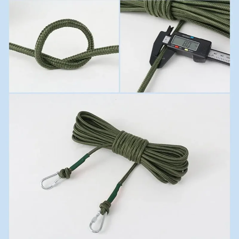 Portable 10M/20M Wire Rope Clothesline Thicken with 2 Hooks Clothes Drying Rope Windproof 8MM Wire Core Nylon Cord Household
