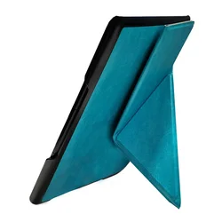Elegant Magnetic Smart Fabric and Leather Kindle Case with Screen Protector - Kindle 5 (Lake blue)