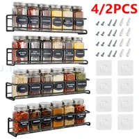 4/2PCS Spice Rack Organizer Wall Mount Storage Racks Space Saving Metal Seasoning Racks Kitchen Cabinet Door Spice Jar Organizer 1