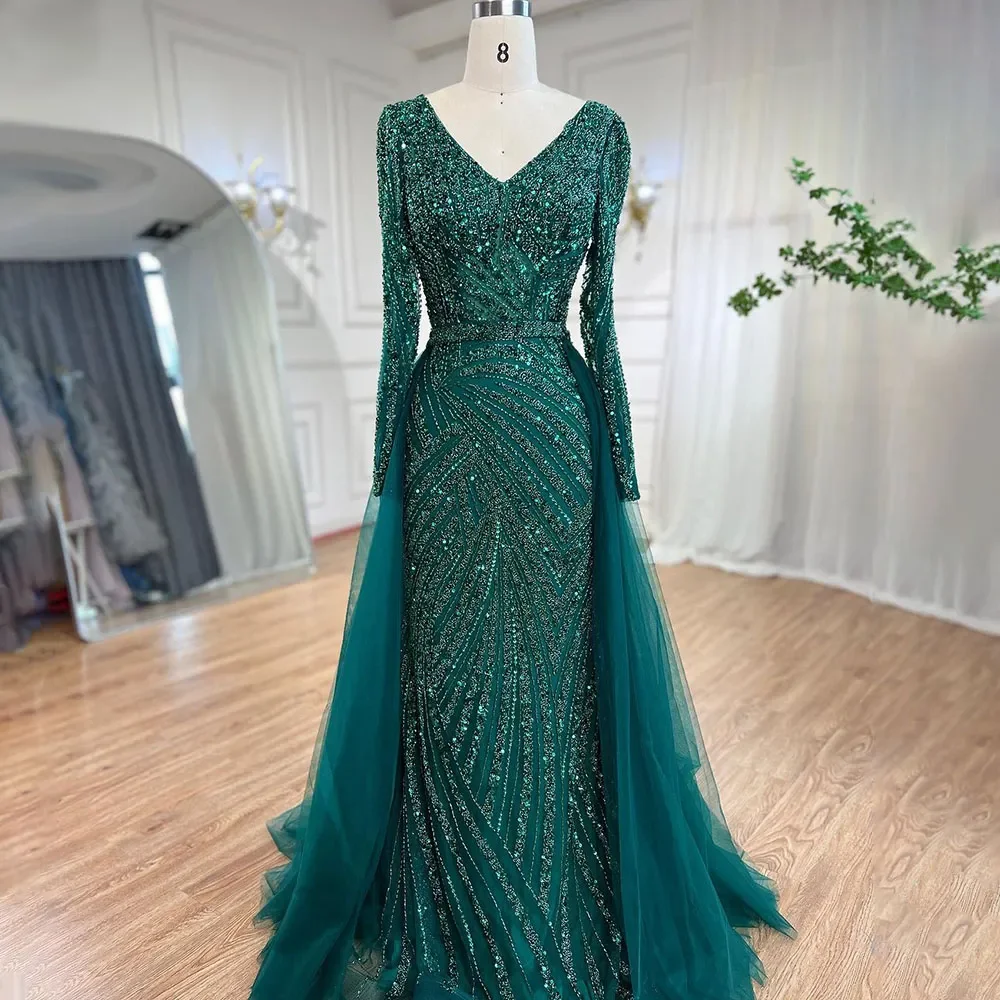 Sb4338a0982ff491595f2d54f7d98ee0fU Dubai Mermaid Beaded Luxury Blue Muslim Evening Dresses Gowns with Detachable Skirt for Women Party Mallzona