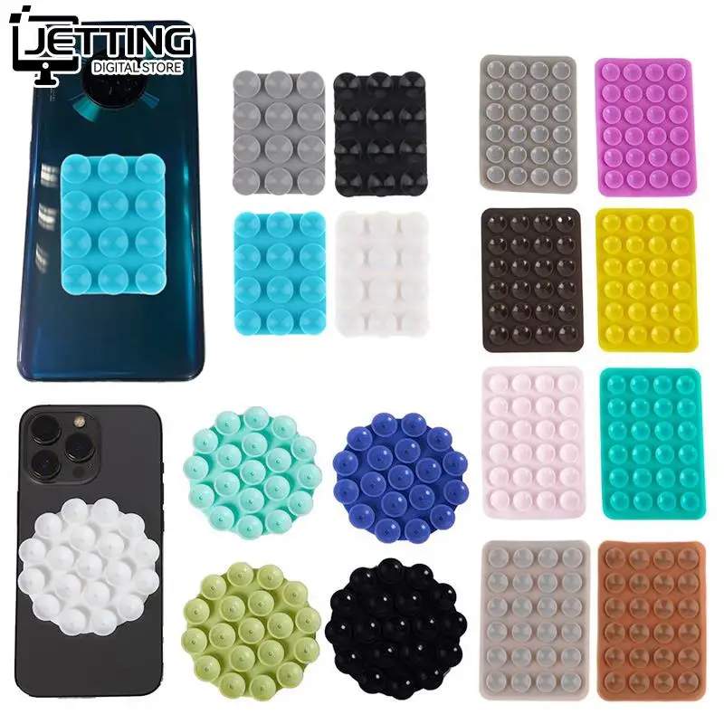 Suction Cup Wall Stand Mat Multifunctional Silicone Suction Phone Holder Round Square Anti-Slip Single-Sided Leather Case Mount