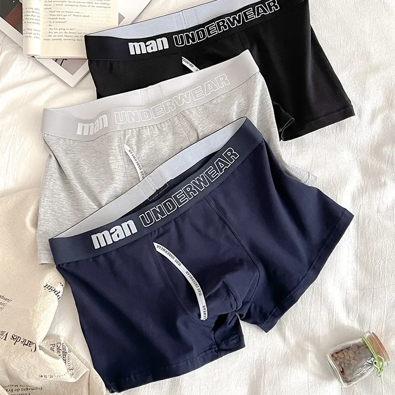

Men's Underwear Pure Cotton Boxers Comfortable and Breathable Mid-waist Boys Movement Cute Boxer Shorts Trend Simple Fashion