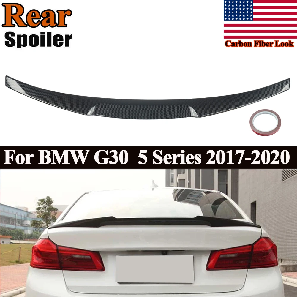 M4 Style Rear Tail Wings Carbon Fiber Look For BMW G30 540i 530i 530e 2017-2023 Rear Trunk Spoiler Wing ABS Plastic Magickit