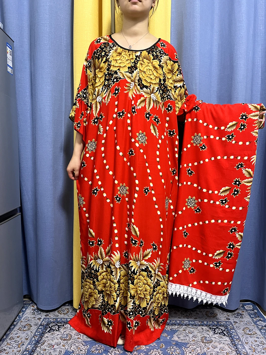 Muslim Abayas For Women 2023 Printed Cotton Loose Caftan Marocaine  Femme Robe African Dubai Islam Summer Dress With Lace Scarf