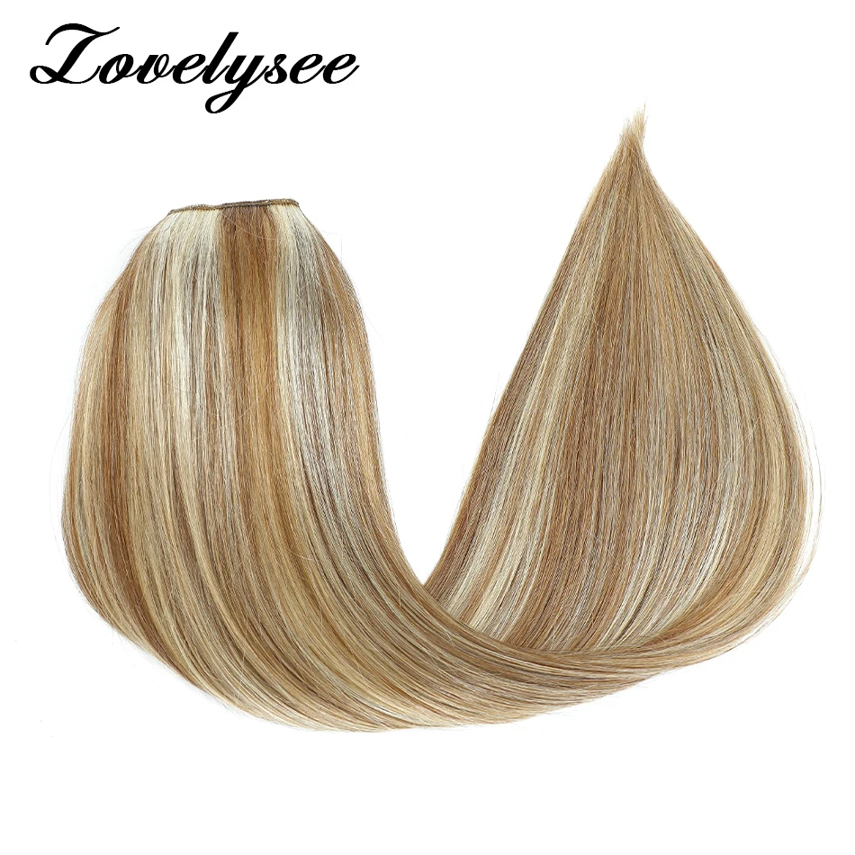 Extensão de cabelo natural em forma de V longa e reta para mulheres, loira brasileira, cabelo humano real, 5 clipes, 1 pc, 8 cores, 14-28 pol