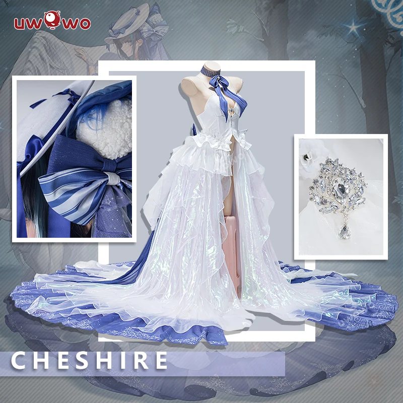 UWOWO 게임 아주르 레인 HMS 코스프레 체셔 L2D 복장 고양이와 흰색 Steed, 코스프레 의상