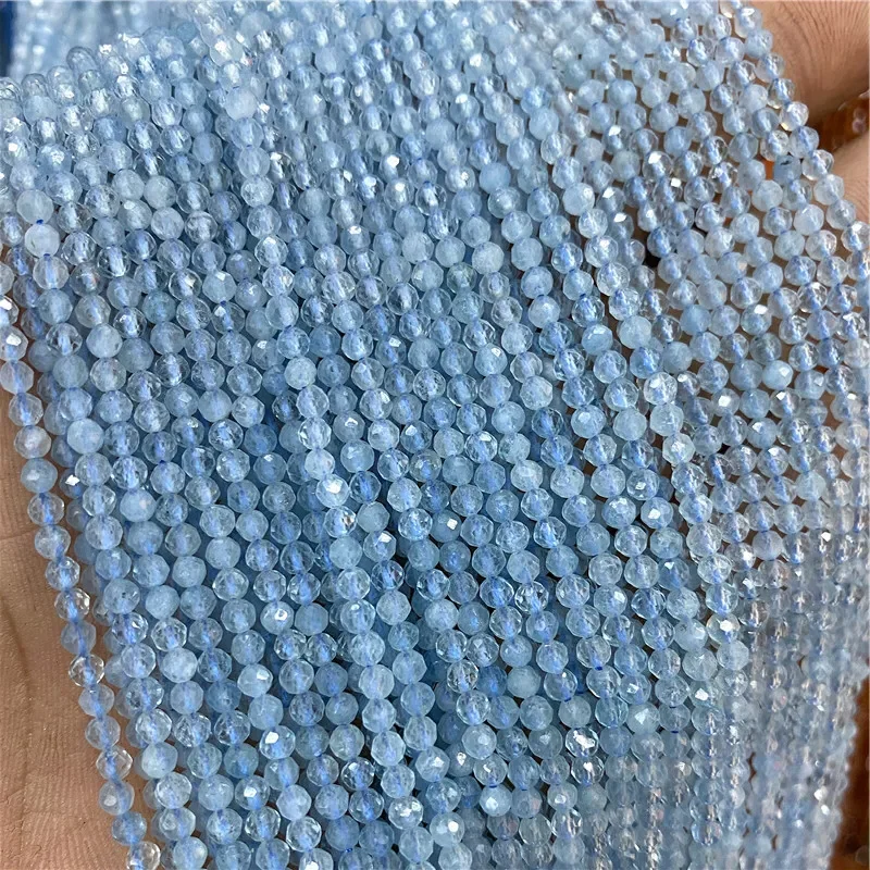 Natural Blue Gemstone Beads for Jewelry Making - Aquamarine, Amazonite, Apatite, Lapis, Turquoise Spacer Beads