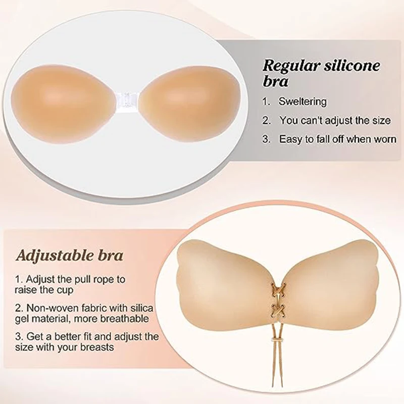 Small Holes Breathable Push Up Bra Adhesive Chest Sticky Strapless Nipple  Covers Drawstring Front Closure Silicone Invisible Bra - AliExpress
